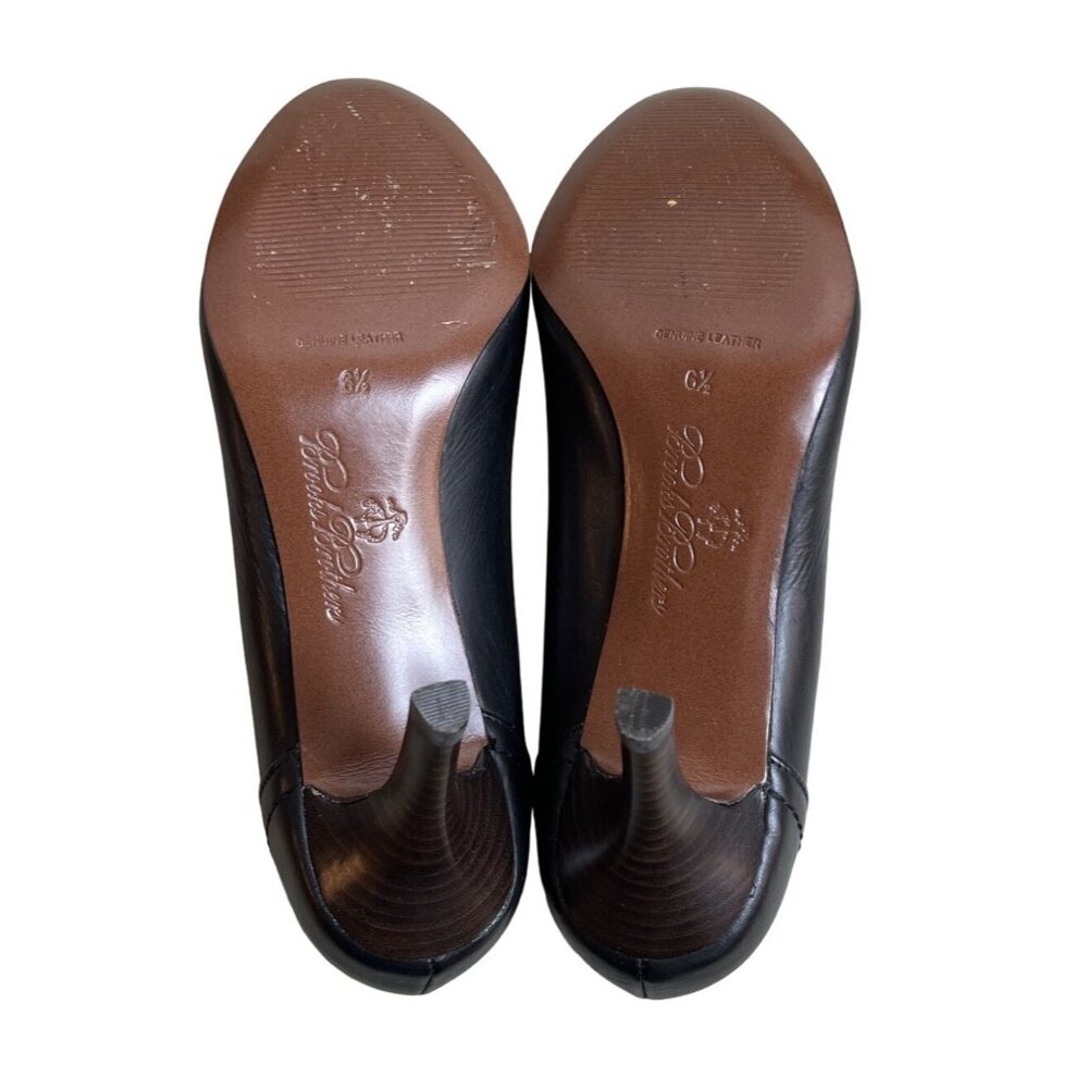 Brooks Brothers Women's Black Leather Cap Toe Heels Sz 6.5 image 8